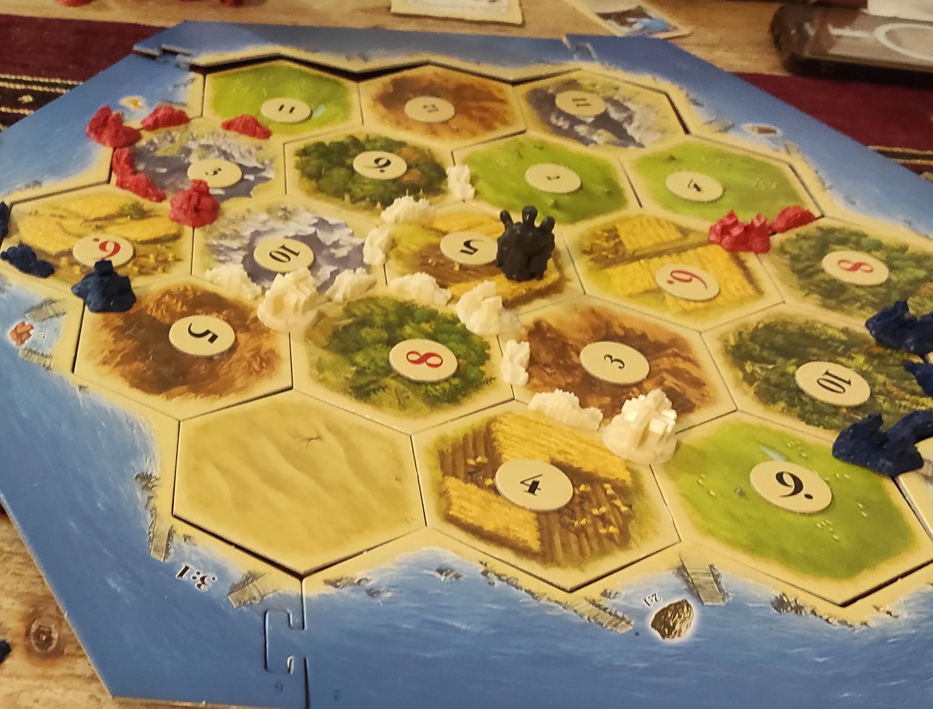 Le plateau d'une partie de jeu Les Colons de Catane