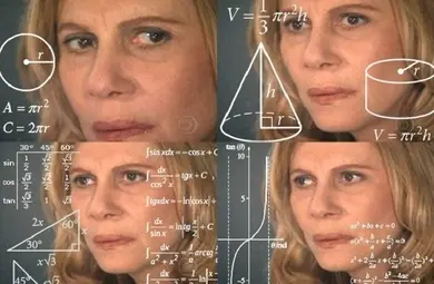 Un meme d'une femme effectuant des calculs complexes