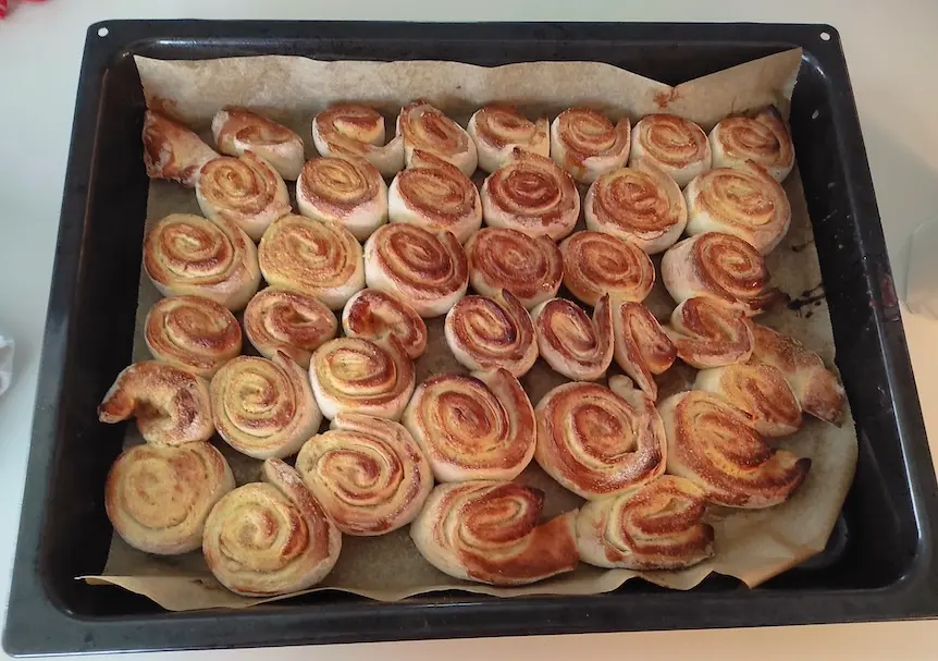 Des roulés après cuisson